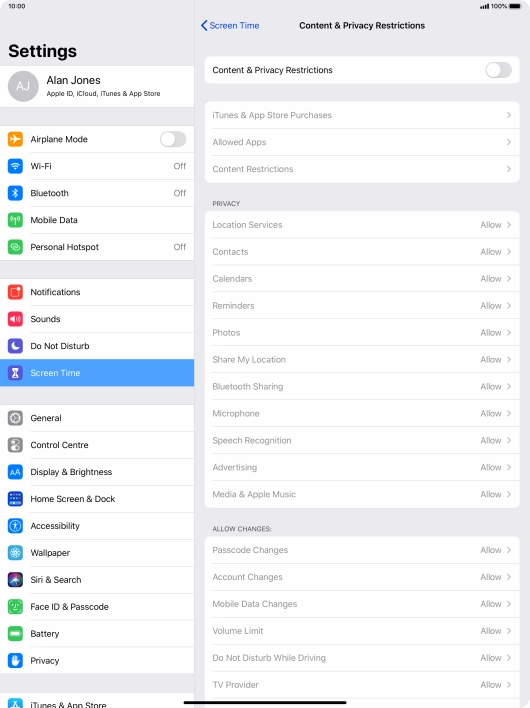 Press the indicator next to 