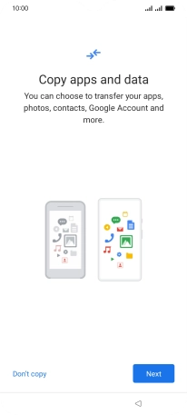 You can transfer the contents of another phone to your phone when it's activated for the first time and after a factory reset. When this screen is displayed, your phone is ready to transfer contents from another phone.
