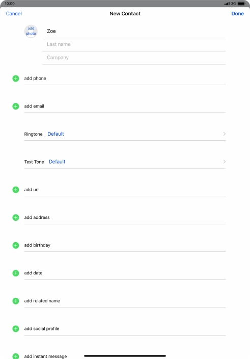 Press Last name and key in the last name.