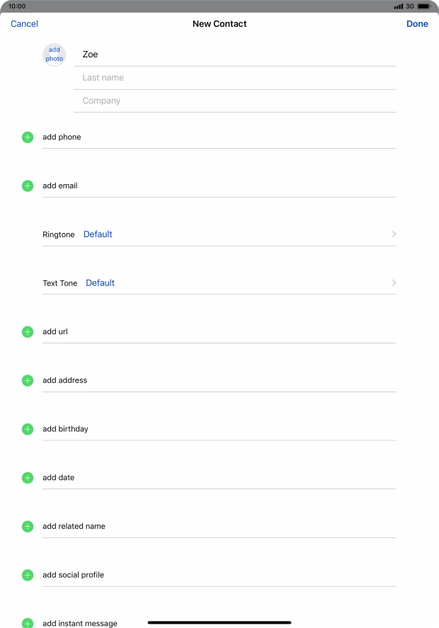 Press Last name and key in the last name.