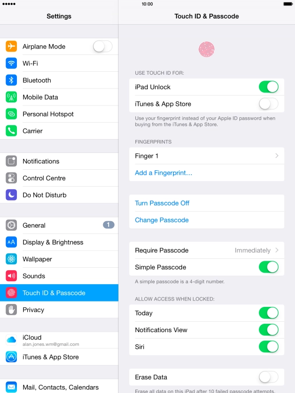 Press the indicator next to 