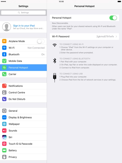 Press Wi-Fi Password and key in the required password.