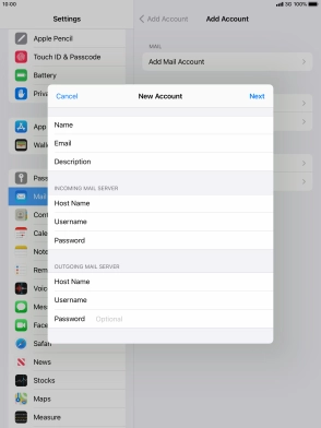 Press Password and key in the password for your email account.