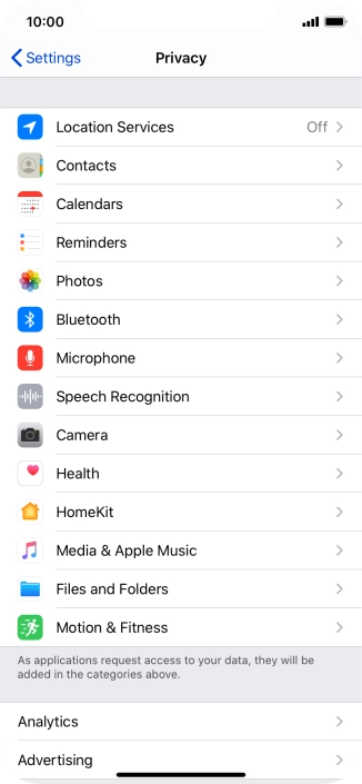 Press Location Services.