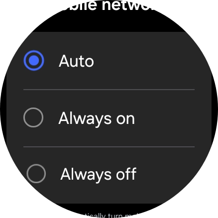 Press the required setting for mobile data usage.