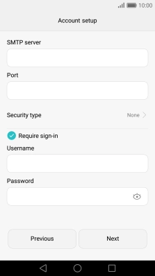 Press Require sign-in to turn the function on or off. Please note that if you're using Vodafone's outgoing server, turn off SMTP authentication and leave the username and password fields empty.