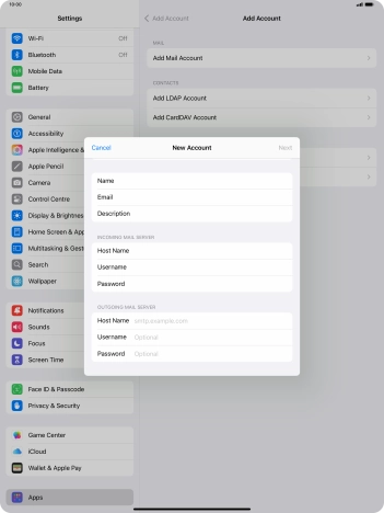 Press Host Name and key in the name of your email provider's outgoing server. Please note that if you can't send email messages when using your email provider's outgoing server, key in smtp.vodafone.net.au (Vodafone's outgoing server).