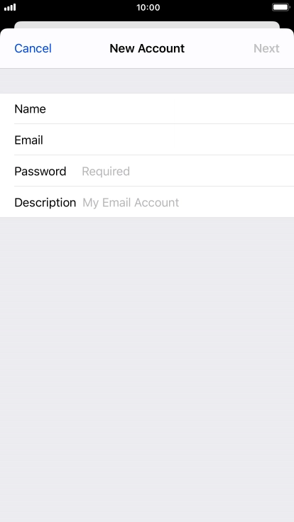 Press Password and key in the password for your email account.