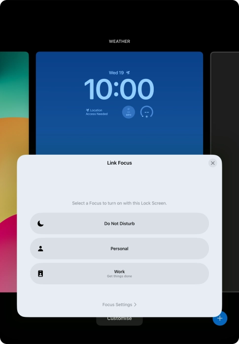 Press the required focus mode.