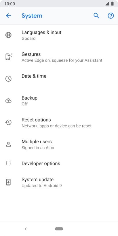 Press Reset options.