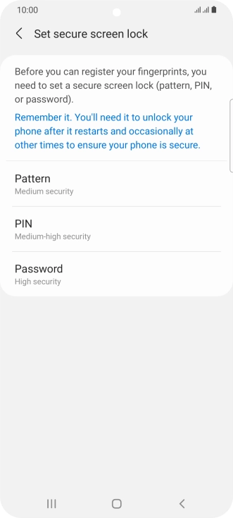 Press the required phone lock code and follow the instructions on the screen to create an additional phone lock code.