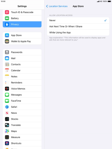 Press the required setting to turn the function on or off.