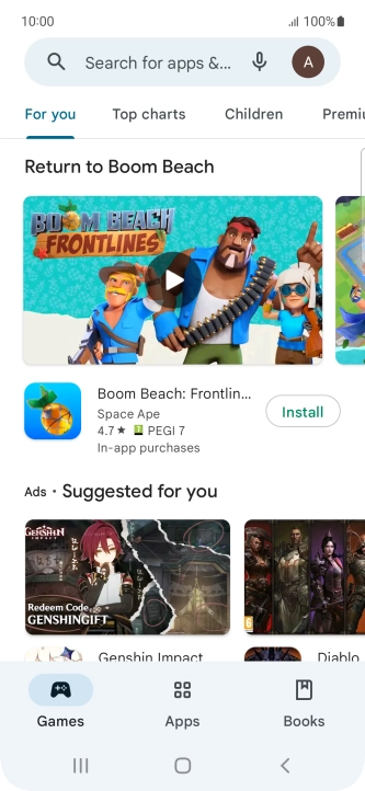 Press the search field.