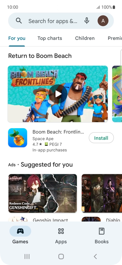 Press the search field.