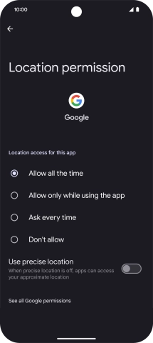 Press the required setting.