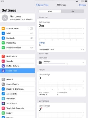 The use for the past week is displayed next to Total Screen Time.