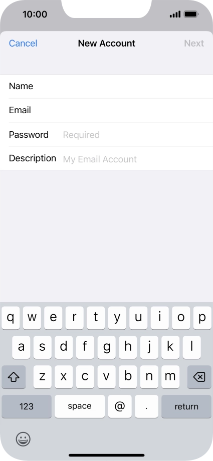 Press Password and key in the password for your email account.