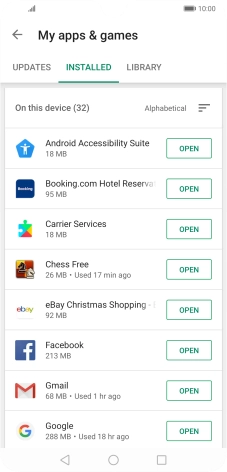 Press the required app.