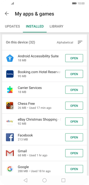 Press the required app.
