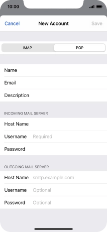 Press Username and key in the username for your email account.