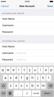 Press Username and key in the username for your email account.