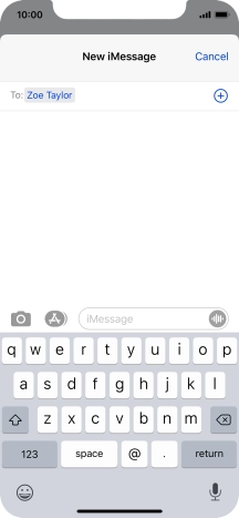 If the recipient can receive iMessages, iMessage is displayed in the text input field.