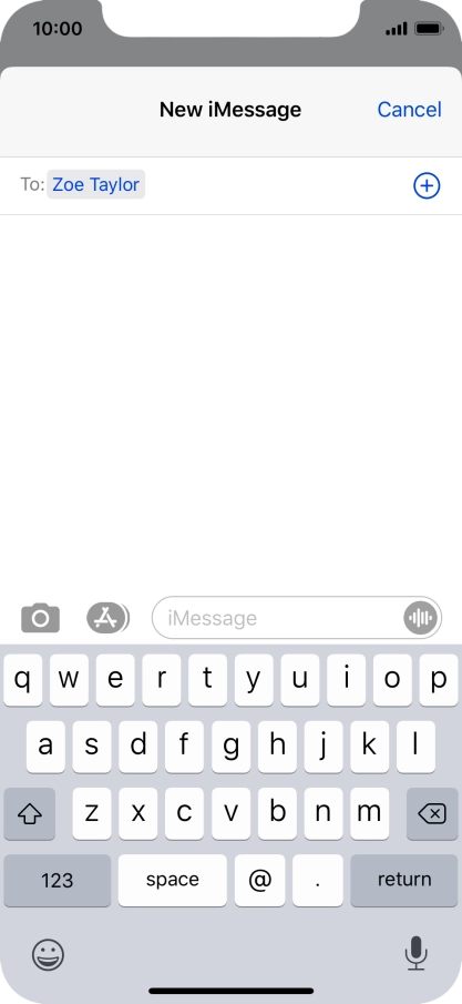 If the recipient can receive iMessages, iMessage is displayed in the text input field.