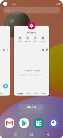 To end one running application, slide your finger upwards on the required application.
