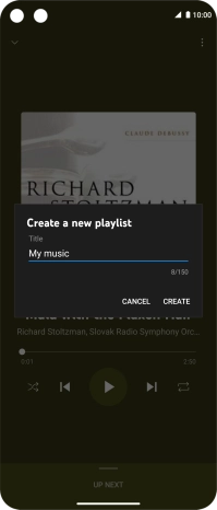 Key in a name for the playlist and press CREATE.