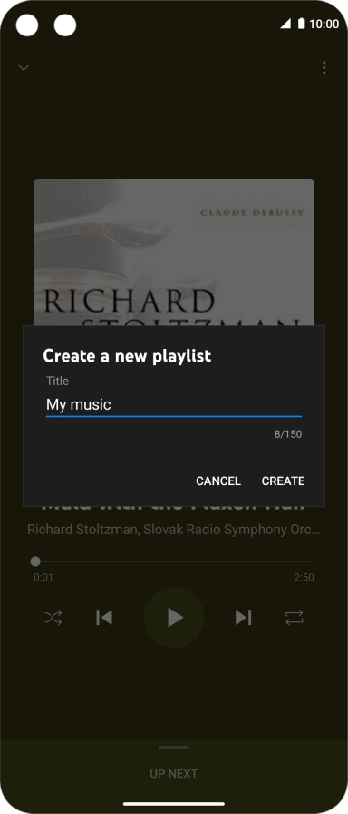 Key in a name for the playlist and press CREATE.