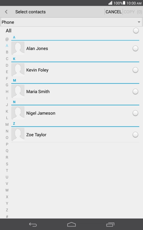 Press the field next to 