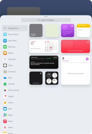 Press the required widget.