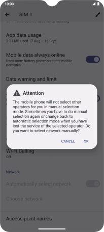 Press OK and your phone will search for networks.