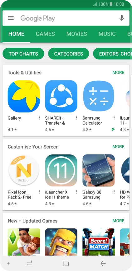 Press the search field.