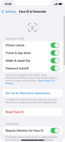 Press the indicators next to the required settings to turn them on or off.