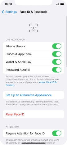 Press the indicators next to the required settings to turn them on or off.