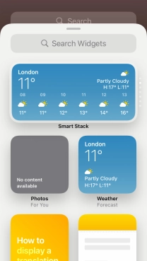 Press the required widget.