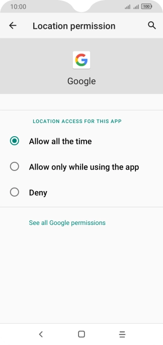 Press the required setting.