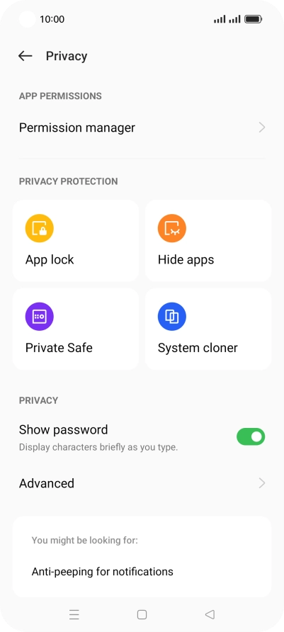 Press Permission manager.