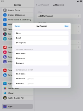 Press Username and key in the username for your email account. Please note that if you're using Vodafone's outgoing server, leave the username field empty.