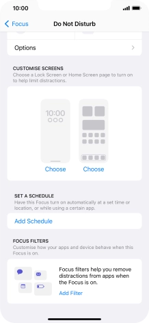 Press Add Schedule and follow the instructions on the screen to select settings for automatic activation of Do Not Disturb.