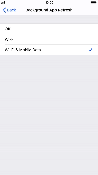 To turn off background refresh of apps, press Off.