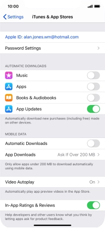 Press the indicators next to the required content types to turn the function on or off.