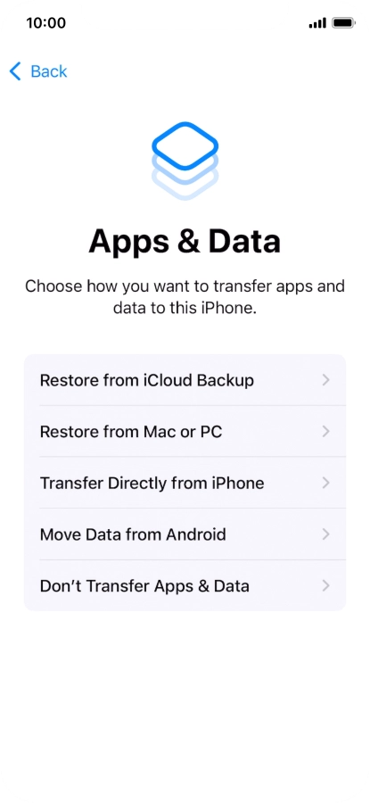 You can transfer content from an Android phone when your phone is activated for the first time and after a factory reset. When this screen is displayed, your phone is ready to transfer content from an Android phone.