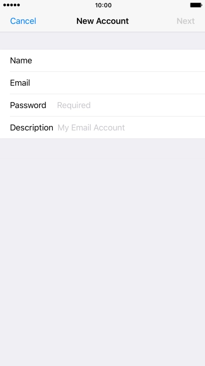 Press Password and key in the password for your email account.