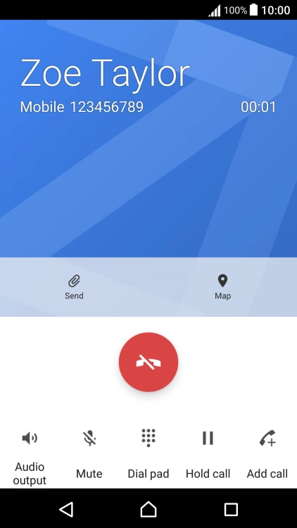 Press the end call icon.