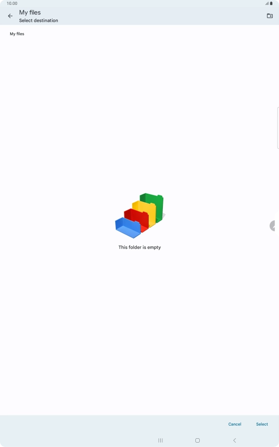 To create a new folder, press the new folder icon and follow the instructions on the screen to create a new folder.