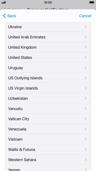 Press the required country.