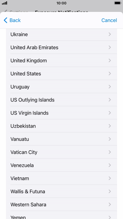 Press the required country.