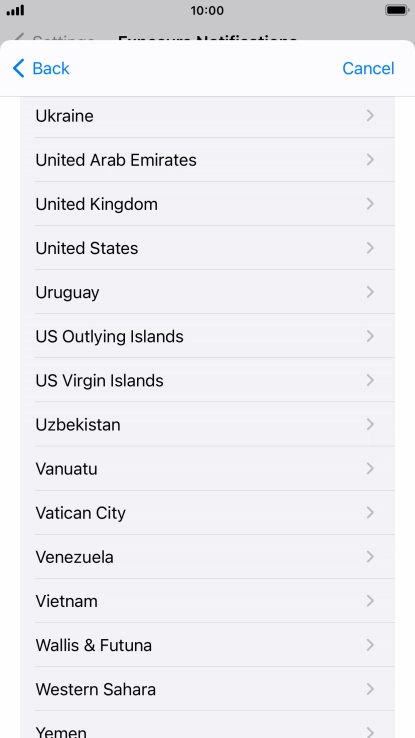 Press the required country.
